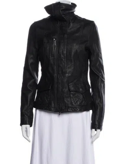 Pre-owned Vince Leather Biker Jacket In Black