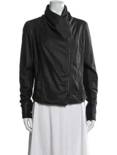 Pre-owned Vince Leather Biker Jacket In Black