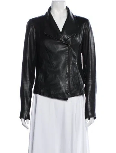 Pre-owned Vince Leather Biker Jacket In Black