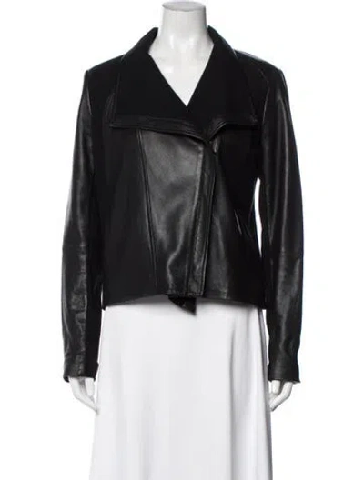 Pre-owned Vince Leather Biker Jacket In Black
