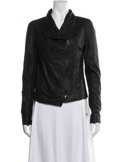 Pre-owned Vince Leather Biker Jacket In Black