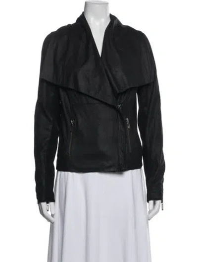 Pre-owned Vince Leather Biker Jacket In Black