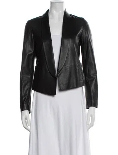 Pre-owned Vince Leather Biker Jacket In Black