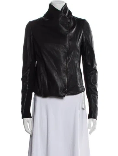 Pre-owned Vince Leather Biker Jacket In Black