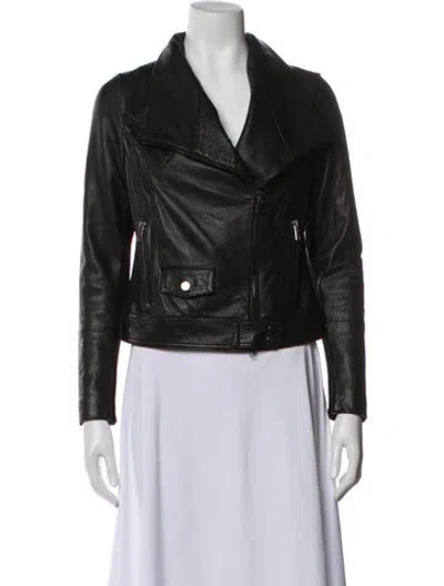 Pre-owned Vince Leather Biker Jacket In Black