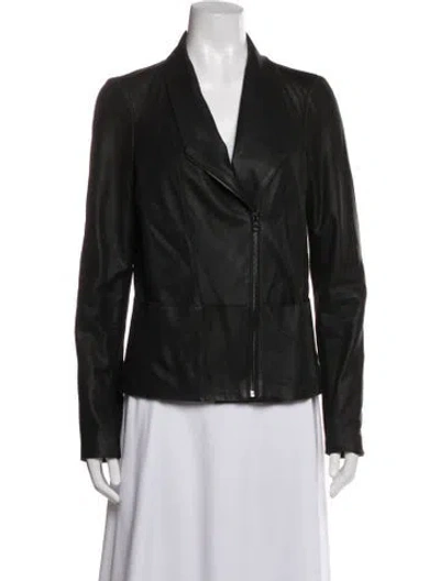 Pre-owned Vince Leather Biker Jacket In Black