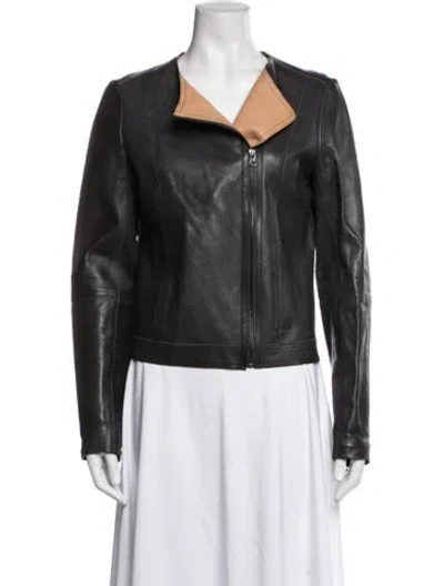 Pre-owned Vince Leather Biker Jacket In Black