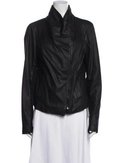Pre-owned Vince Leather Biker Jacket In Black