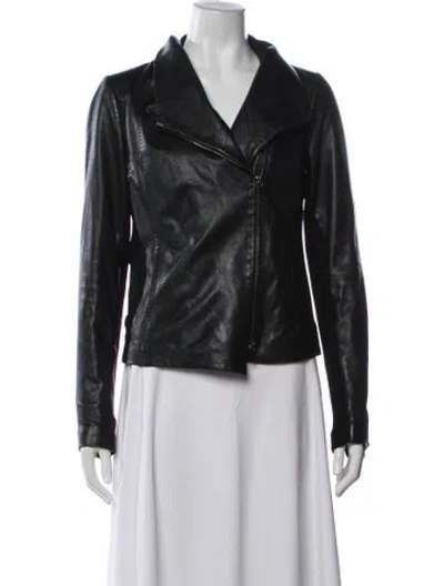 Pre-owned Vince Leather Biker Jacket In Black