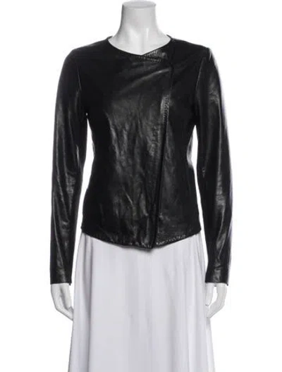 Pre-owned Vince Leather Biker Jacket In Black