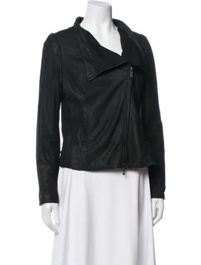 Pre-owned Vince Leather Biker Jacket In Black