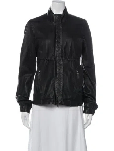 Pre-owned Vince Leather Biker Jacket In Black