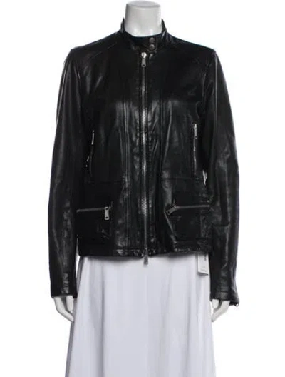 Pre-owned Vince Leather Biker Jacket In Black