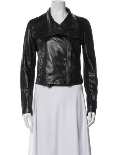 Pre-owned Vince Leather Biker Jacket In Black