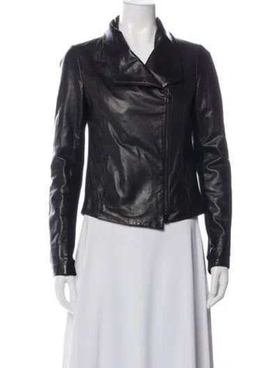 Pre-owned Vince Leather Biker Jacket In Black