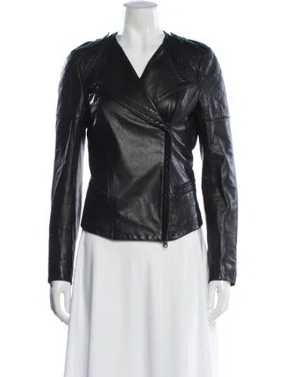 Pre-owned Vince Leather Biker Jacket In Black