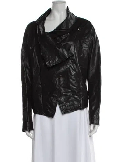 Pre-owned Vince Leather Biker Jacket In Black