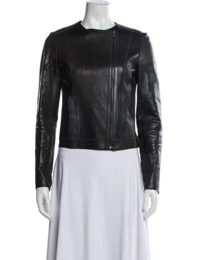 Pre-owned Vince Leather Biker Jacket In Black