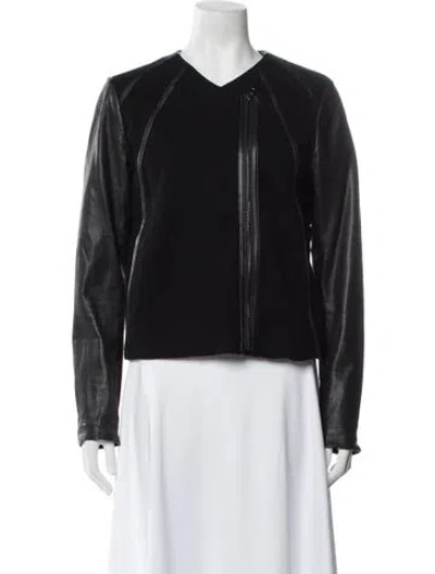 Pre-owned Vince Leather Biker Jacket In Black