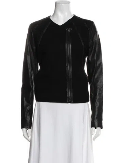 Pre-owned Vince Leather Biker Jacket In Black