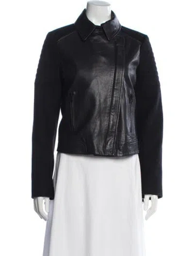 Pre-owned Vince Leather Biker Jacket In Black