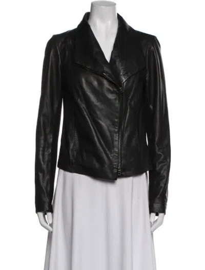 Pre-owned Vince Leather Biker Jacket In Black