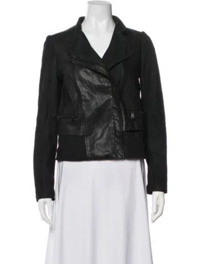 Pre-owned Vince Leather Biker Jacket In Black
