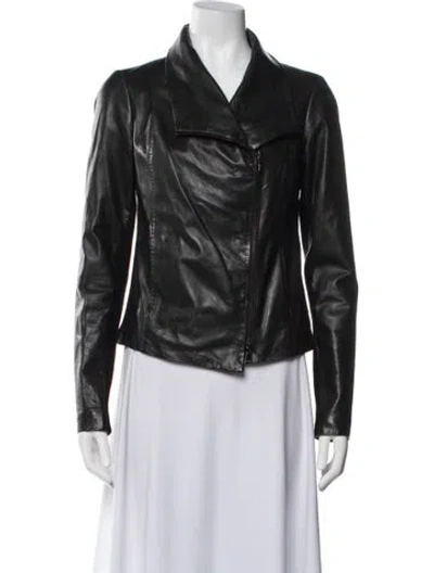 Pre-owned Vince Leather Biker Jacket In Black