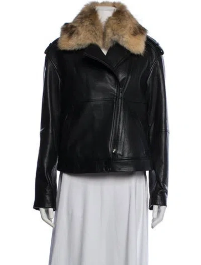 Pre-owned Vince Leather Biker Jacket In Black