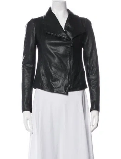 Pre-owned Vince Leather Biker Jacket In Black