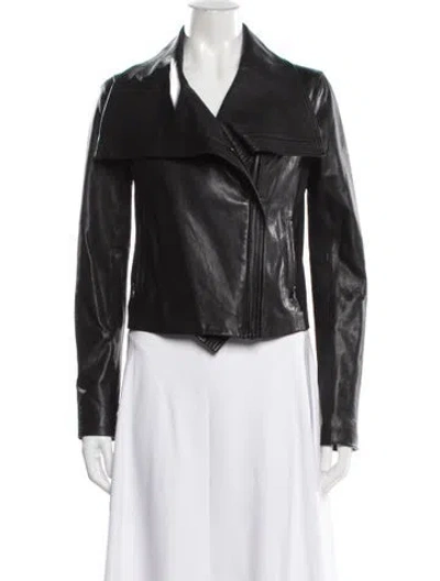 Pre-owned Vince Leather Biker Jacket In Black