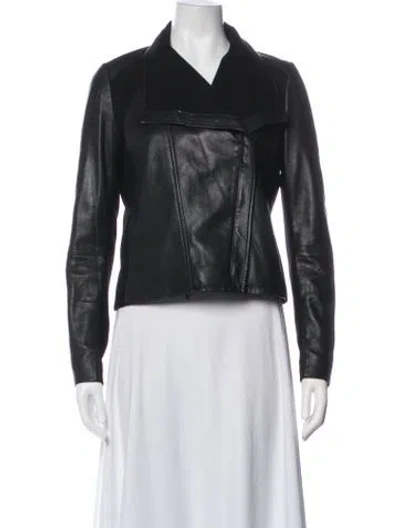Pre-owned Vince Leather Biker Jacket In Black
