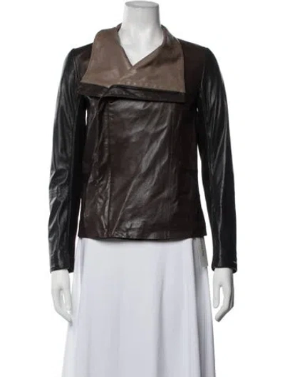 Pre-owned Vince Leather Biker Jacket In Black