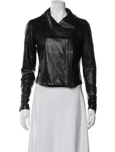 Pre-owned Vince Leather Biker Jacket In Black