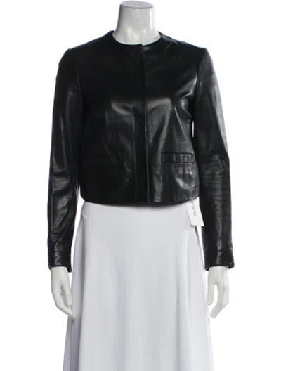 Pre-owned Vince Leather Biker Jacket In Black