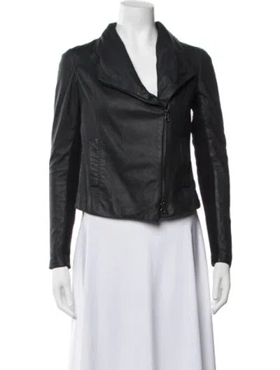 Pre-owned Vince Leather Biker Jacket In Black