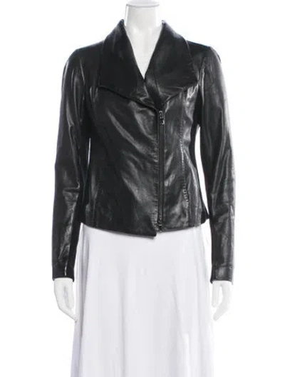Pre-owned Vince Leather Biker Jacket In Black