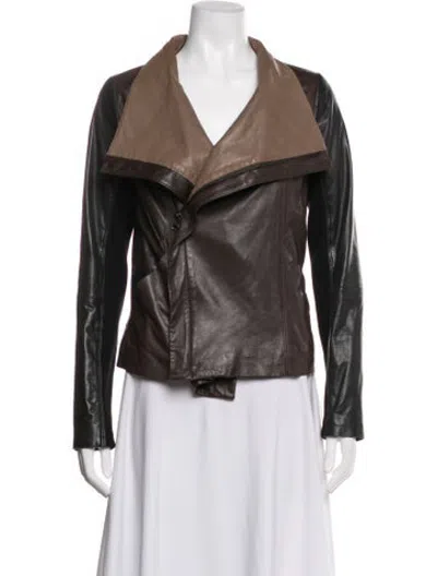 Pre-owned Vince Leather Biker Jacket In Black