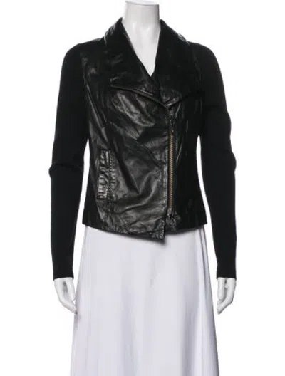 Pre-owned Vince Leather Biker Jacket In Black