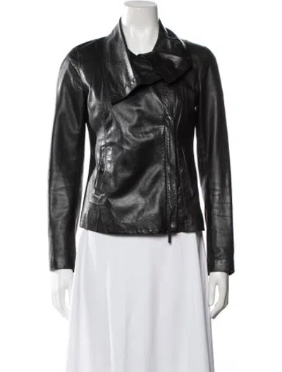 Pre-owned Vince Leather Biker Jacket In Black