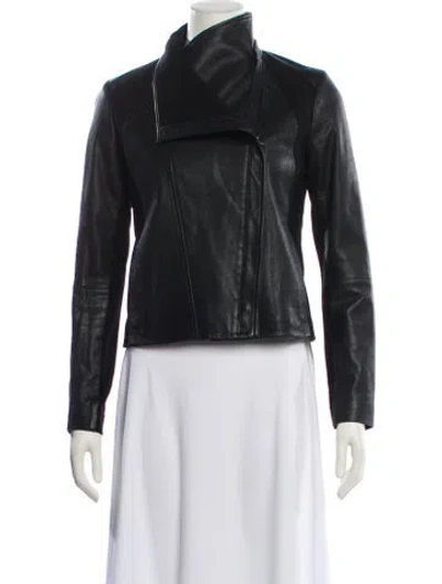 Pre-owned Vince Leather Biker Jacket In Blue