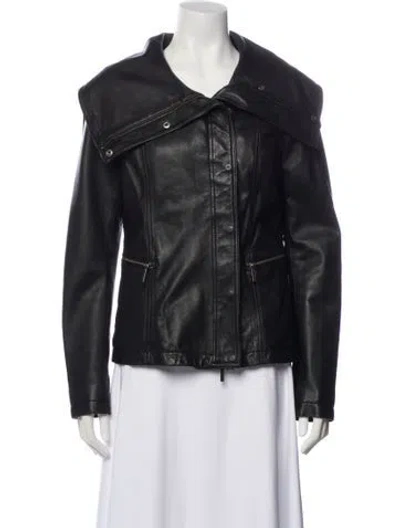 Pre-owned Vince Leather Biker Jacket In Blue