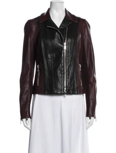 Pre-owned Vince Leather Biker Jacket In Blue