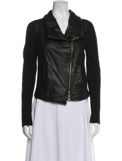 Pre-owned Vince Leather Biker Jacket In Blue