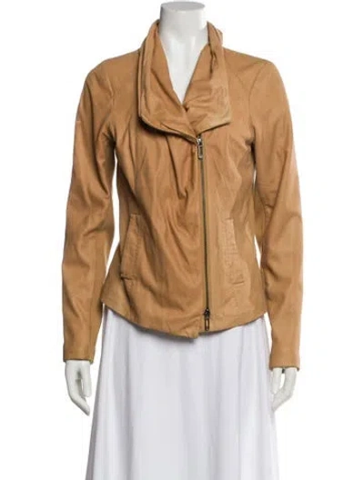 Pre-owned Vince Leather Biker Jacket In Brown