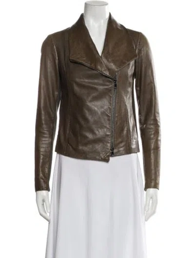 Pre-owned Vince Leather Biker Jacket In Brown
