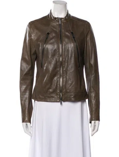 Pre-owned Vince Leather Biker Jacket In Brown