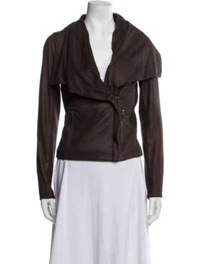 Pre-owned Vince Leather Biker Jacket In Brown