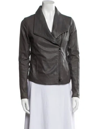 Pre-owned Vince Leather Biker Jacket In Brown