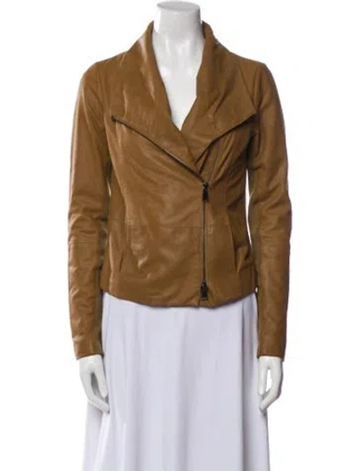 Pre-owned Vince Leather Biker Jacket In Brown